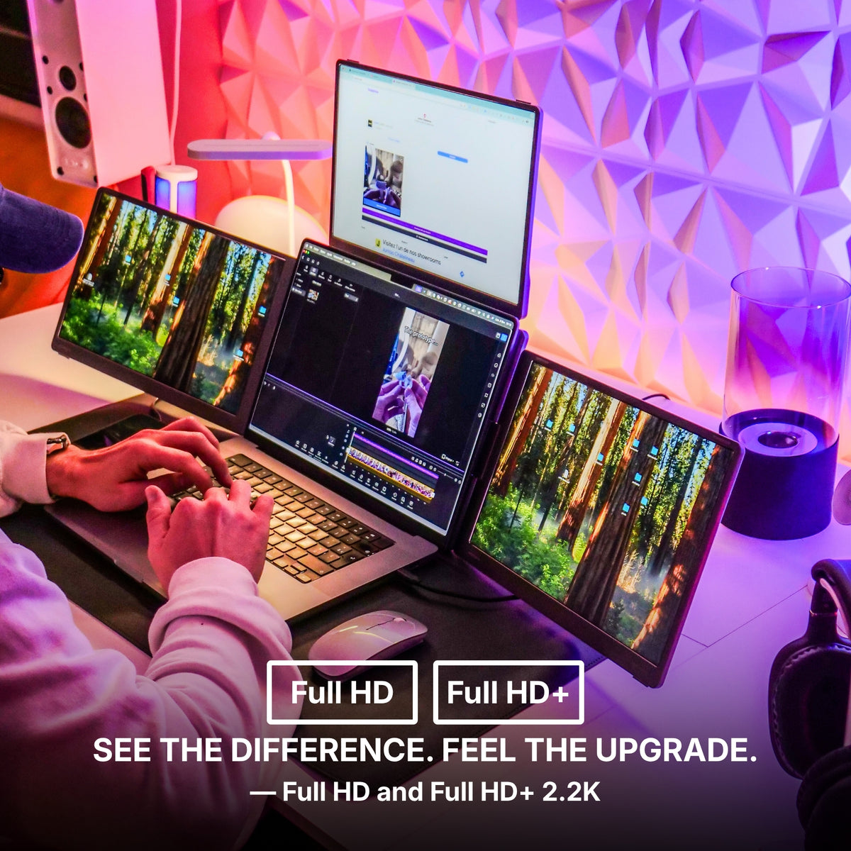 Triple Portable Monitor | Immersive Cockpit-Style Display – Aura